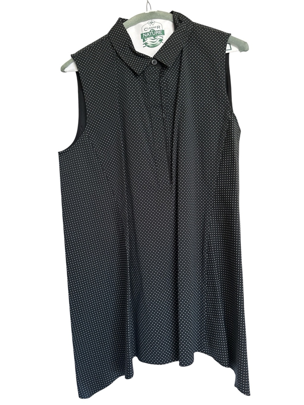 Lafayette 148 New York Black Sleeveless Polka Dot Collared Tunic